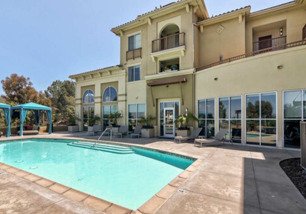 Outdoor swimming pool at Solterra in San Diego, California