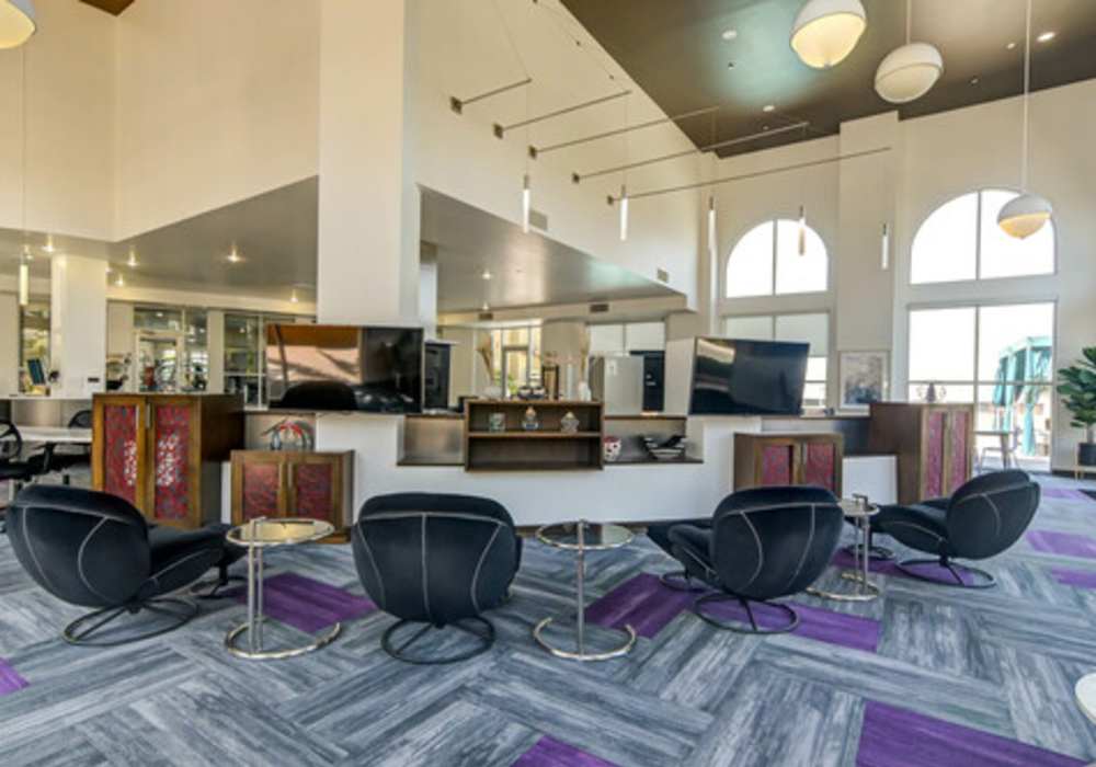 Lobby with cozy chairs at Solterra in San Diego, California