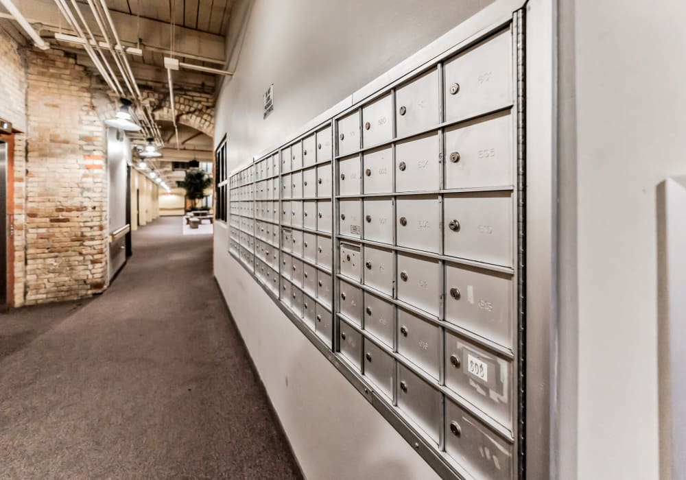 Mail room at The Globe in Grand Rapids, Michigan 