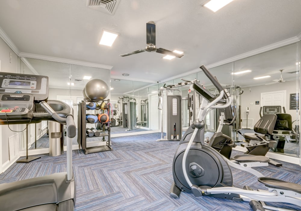 Exercise equipment in the fitness center at The Park at Northside in Macon, Georgia