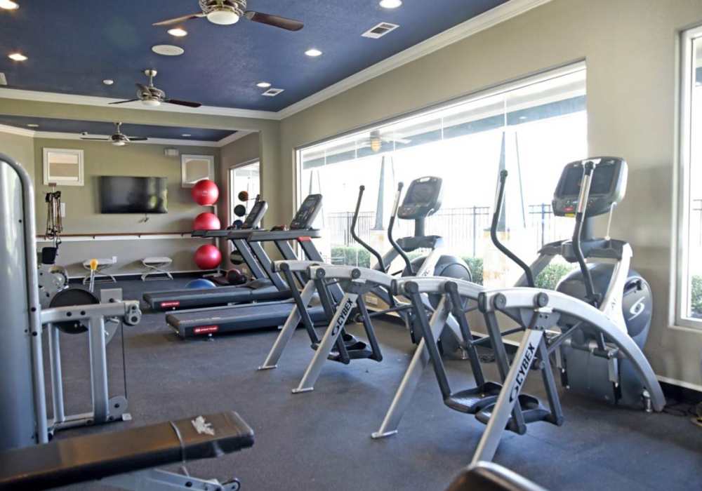 Treadmills in the fitness center at Oak Forest in Victoria, Texas