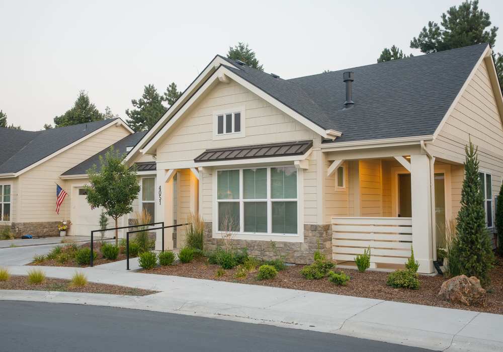 Exterior view of Villa homes at Touchmark at Meadow Lake Village in Meridian, Idaho