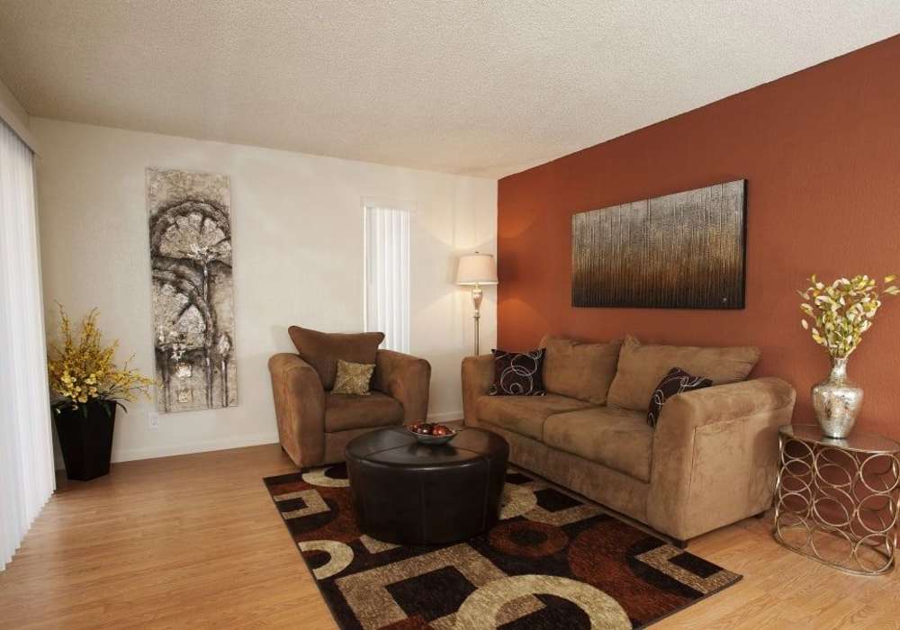 Comfortable couches in the community clubhouse at Park Haven in Fairfield, California