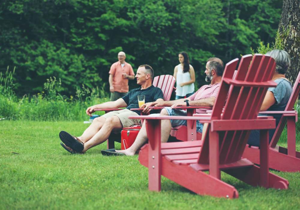 People relaxing outside at Center Pointe in Greensboro, North Carolina