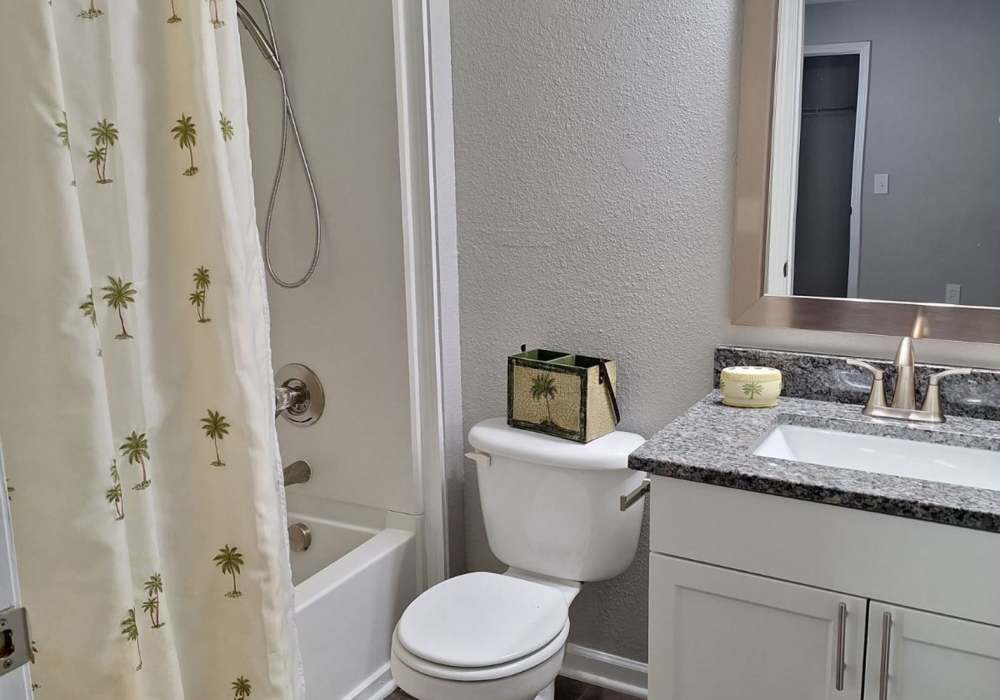 Bathroom in guest room at River Landing in Myrtle Beach, South Carolina