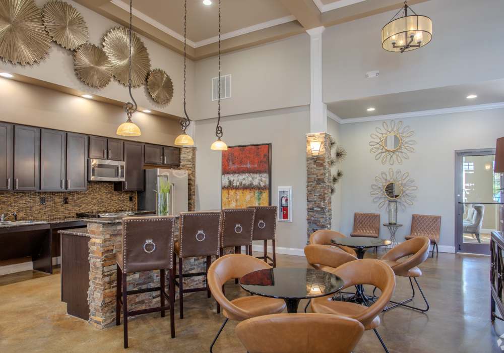 Coworking space and complimentary coffee bar with Wi-Fi at Maystone at Wakefield in Raleigh, North Carolina