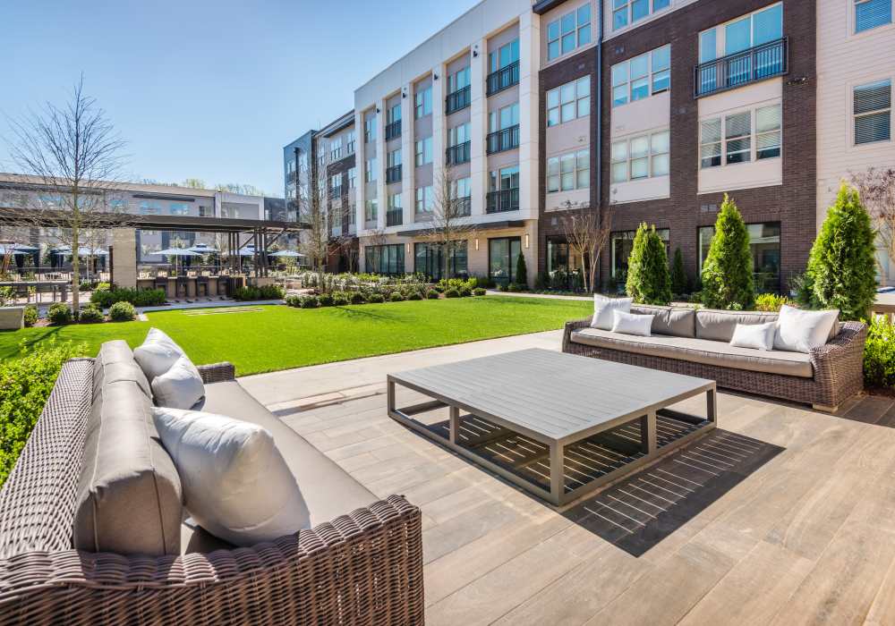 Exterior lounge at The Reverie at Lake Boone in Raleigh, North Carolina