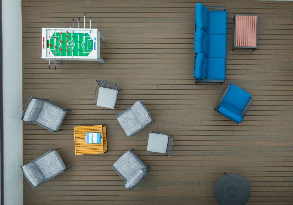 Overhead photo of our rooftop terrace at The Addie in Savannah, Georgia