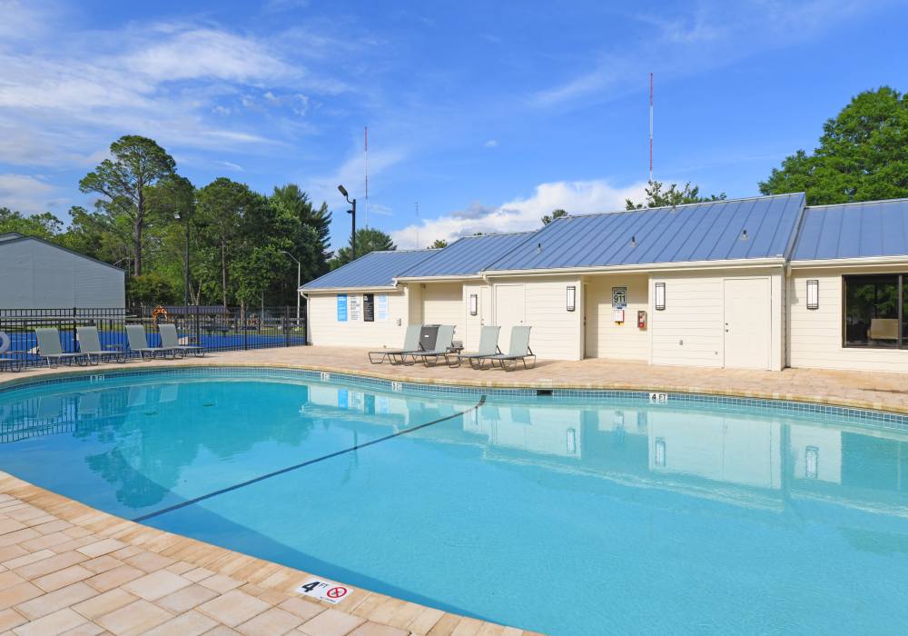 The community swimming pool at Ascent Apartment Homes in Asheville, North Carolina