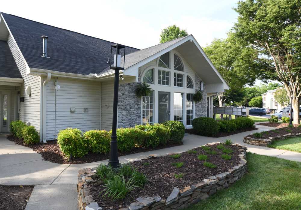 Exterior of the leasing office and clubhouse at Ascent Apartment Homes in Asheville, North Carolina