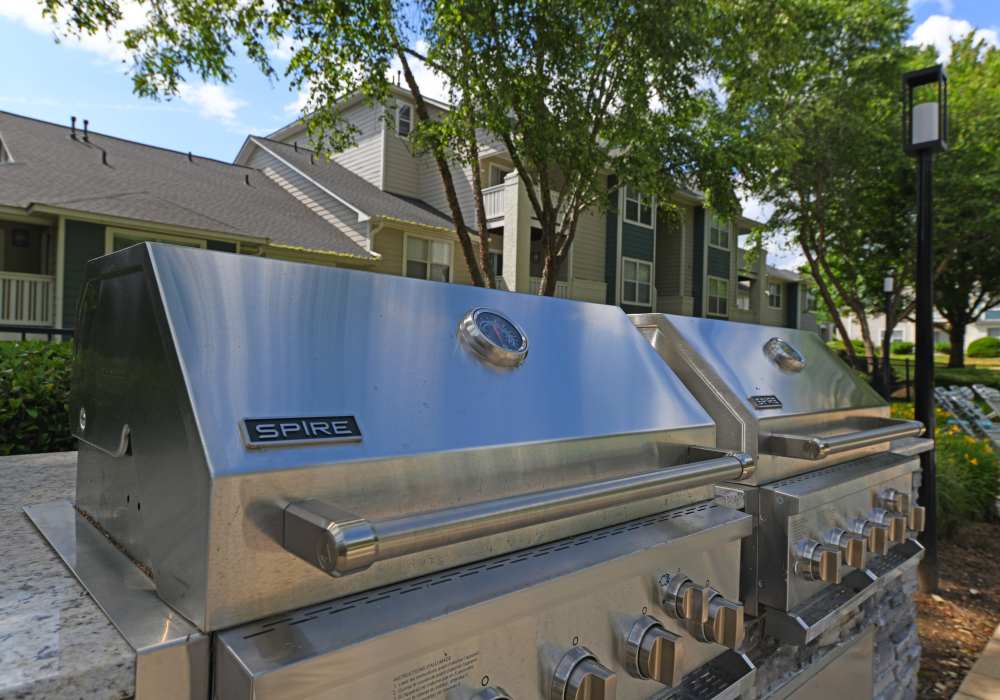 Outdoor grill stations at Nova at Biltmore Park in Arden, North Carolina
