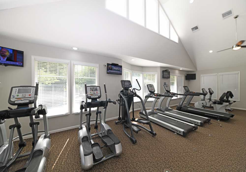 Exercise equipment in our fitness center at Nova at Biltmore Park in Arden, North Carolina