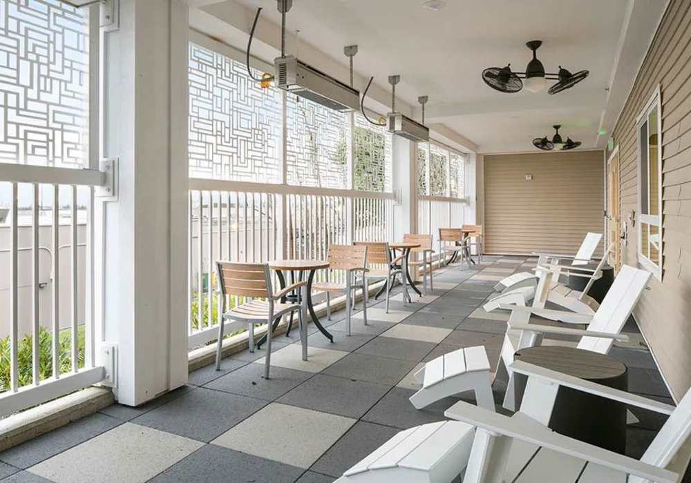 Outdoor covered deck at Traditions at Federal Way in Federal Way, Washington
