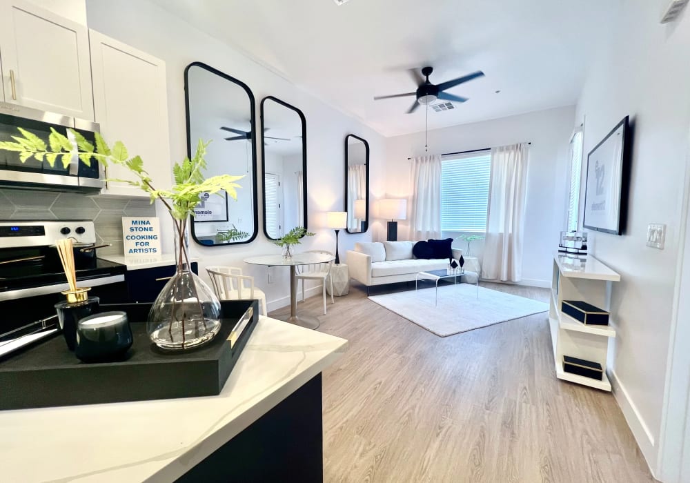 Spacious apartment with wood-style flooring at Zinc 1501 in Sacramento, California