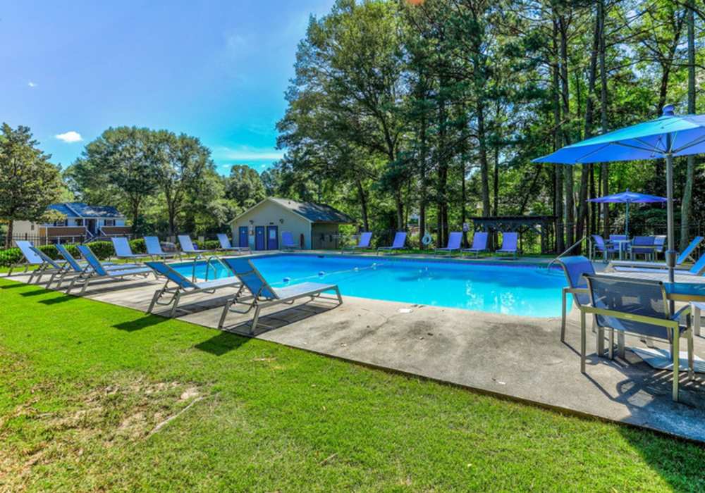Swimming pool with canopy at Meadow Crossing in Conyers, Georgia