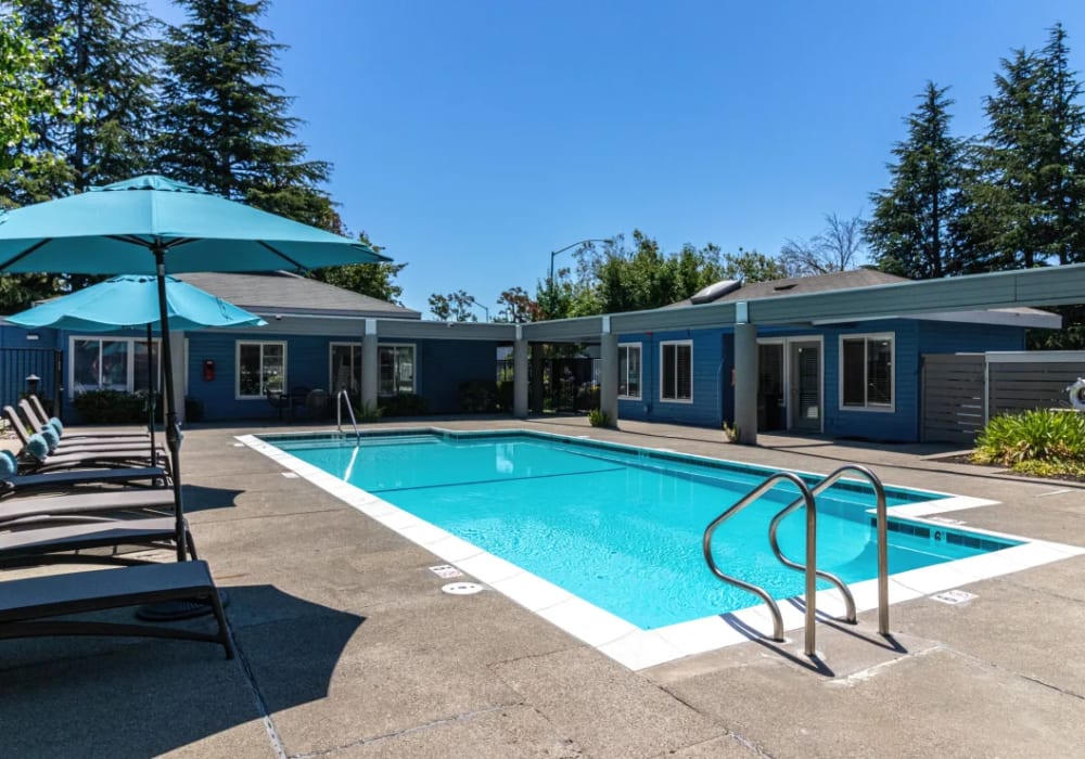 Swimming pool at Gateway Apartments in San Leandro, California