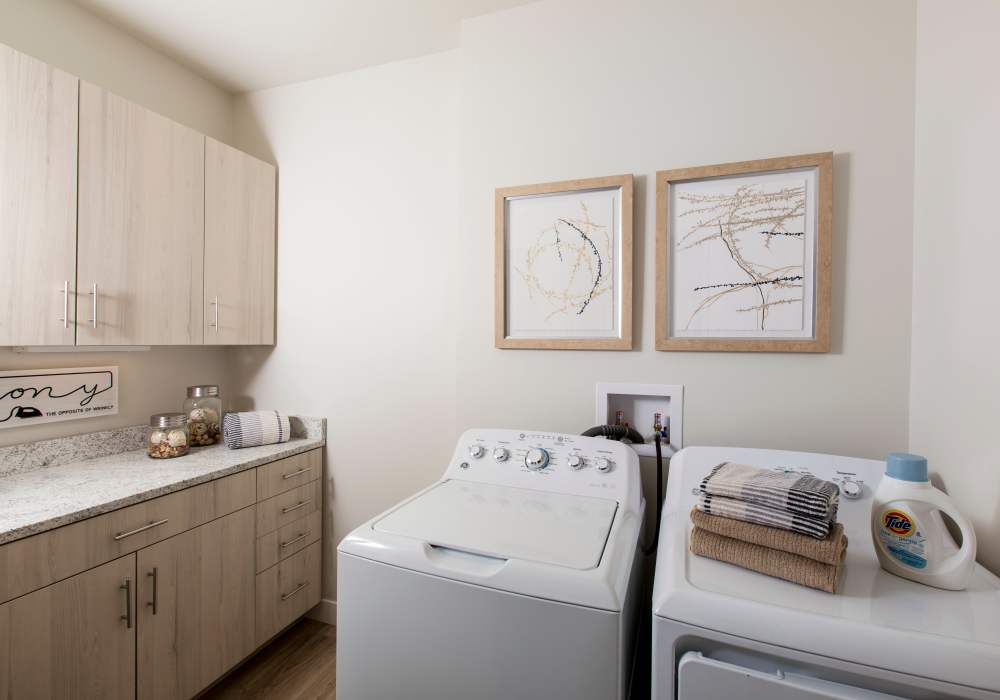Washer and dryer area at Altair At The Heights in Richmond Heights, Missouri