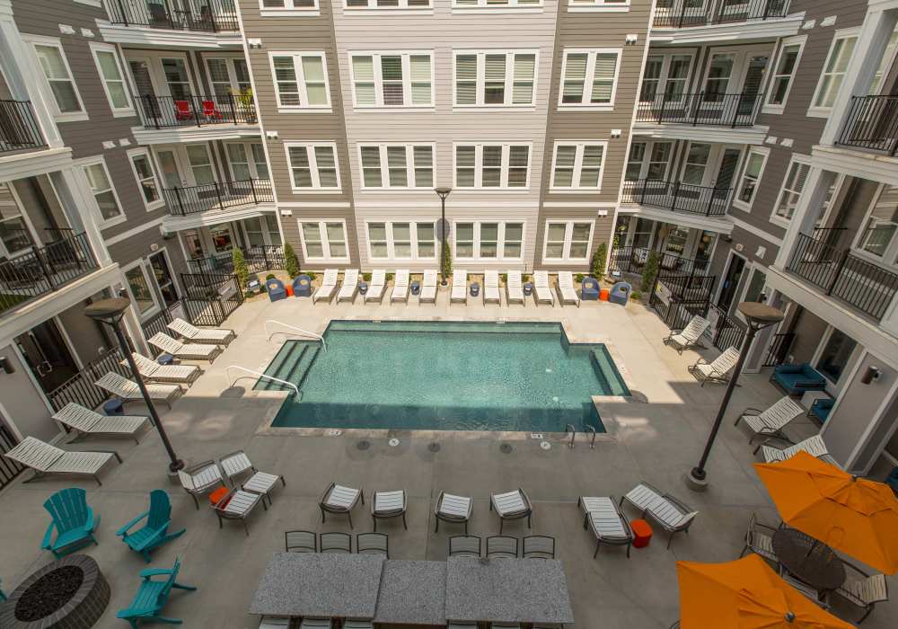 Swimming pool arial view at Altair At The Heights in Richmond Heights, Missouri