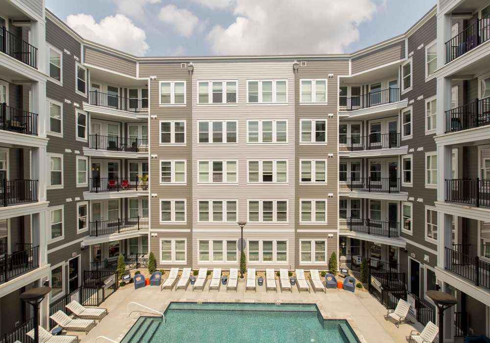 Pool view at Altair At The Heights in Richmond Heights, Missouri