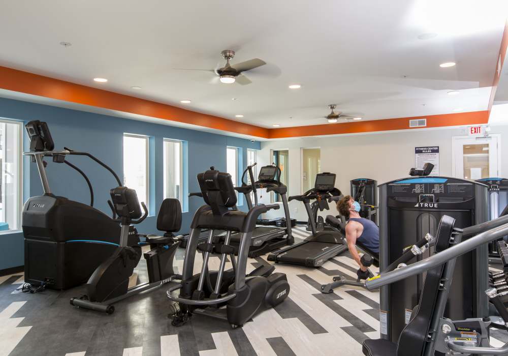 Fitness center with gym equipment's at Altair At The Heights in Richmond Heights, Missouri 