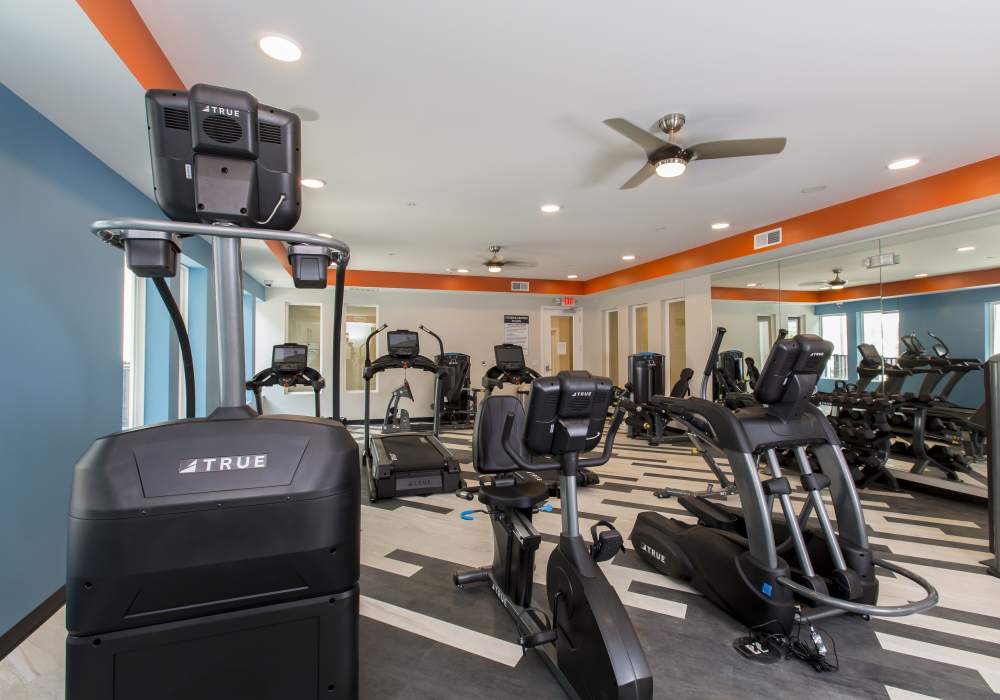 Fitness center exercise bike at Altair At The Heights in Richmond Heights, Missouri 