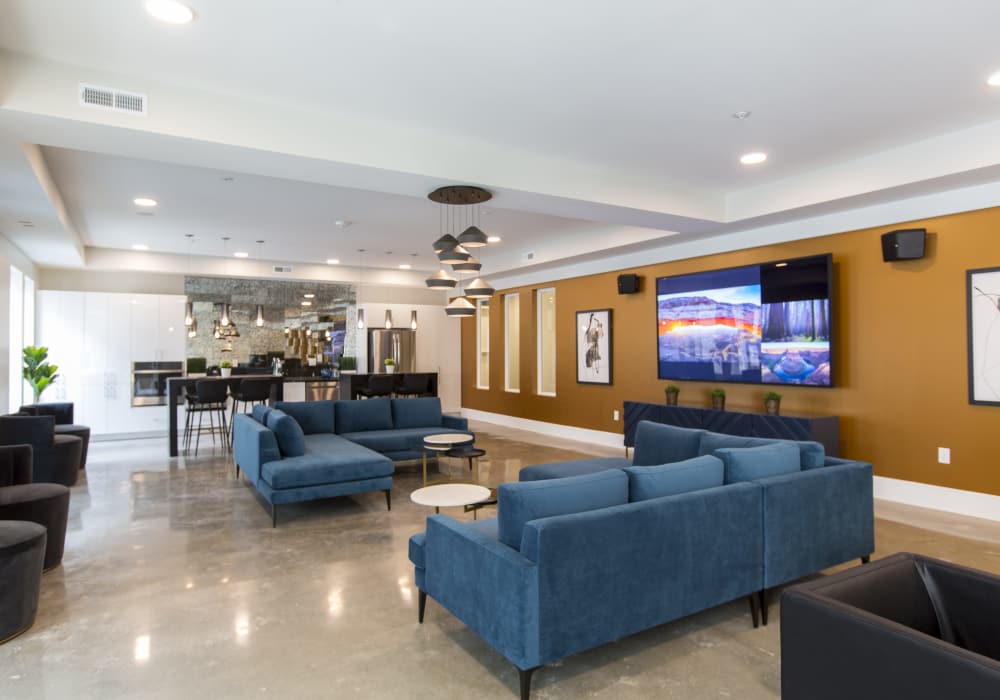 Clubhouse with lots of seating space at Altair At The Heights in Richmond Heights, Missouri