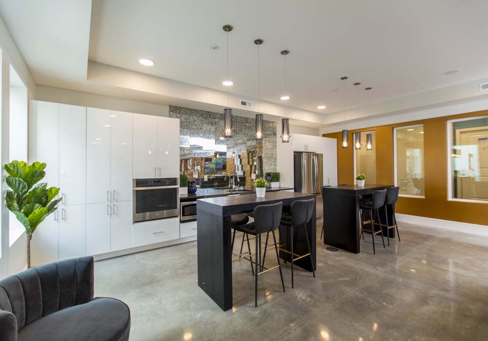 Clubhouse with breakfast counter at Altair At The Heights in Richmond Heights, Missouri