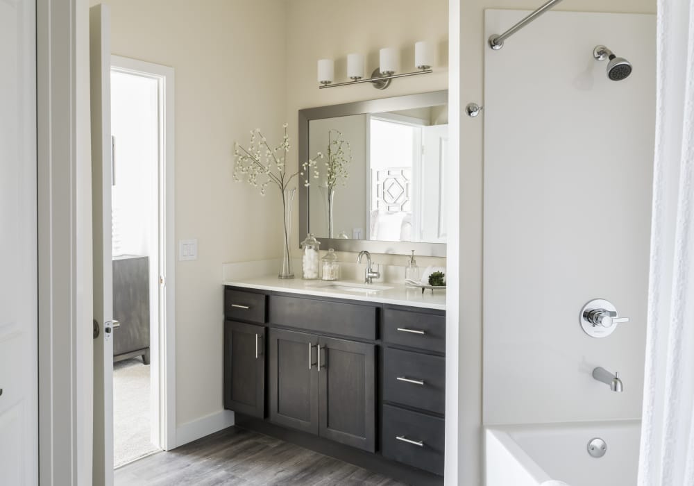 Bathroom with a mirror and storage at Altair At The Preserve in O'Fallon, Missouri