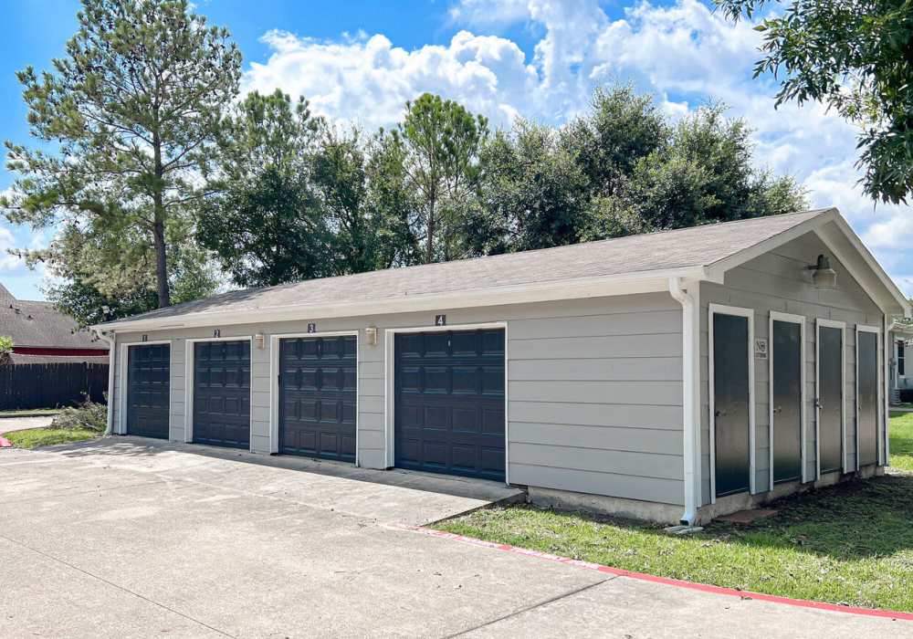 Apartment garage for car parking at Waterstone Place Apartments in Stafford, Texas