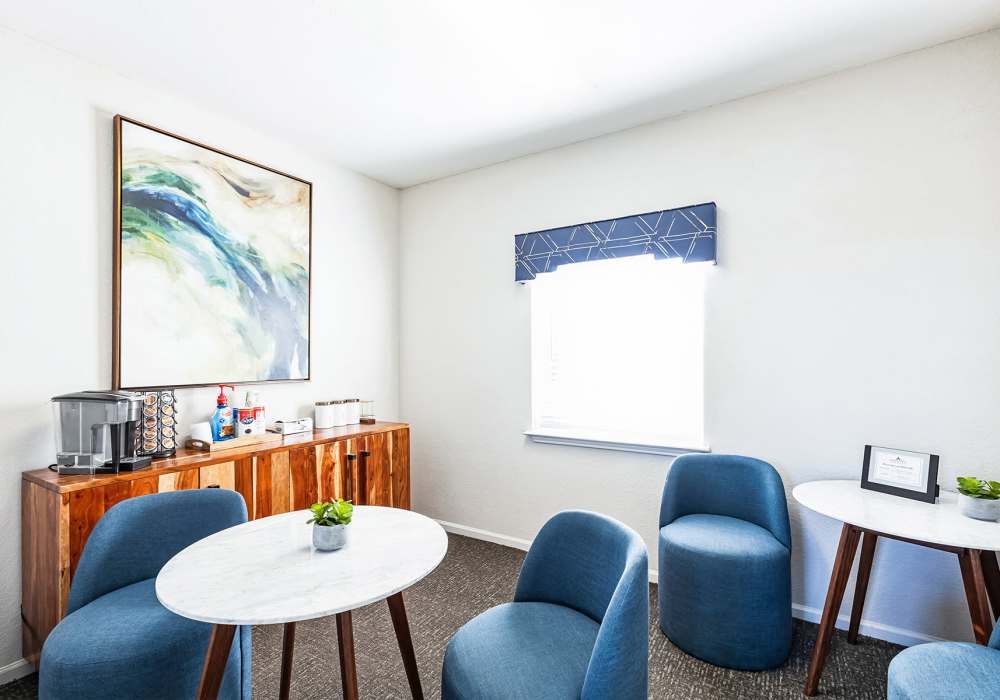 Gourmet coffee bar and coworking lounge at Hidden Creek Village in Fayetteville, North Carolina