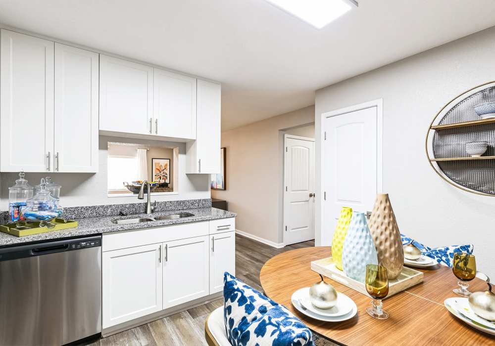 Beautifully renovated kitchen at Hidden Creek Village in Fayetteville, North Carolina
