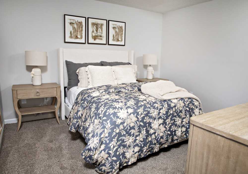Spacious bedroom with plush carpeting at Edge at Concord in Concord, North Carolina