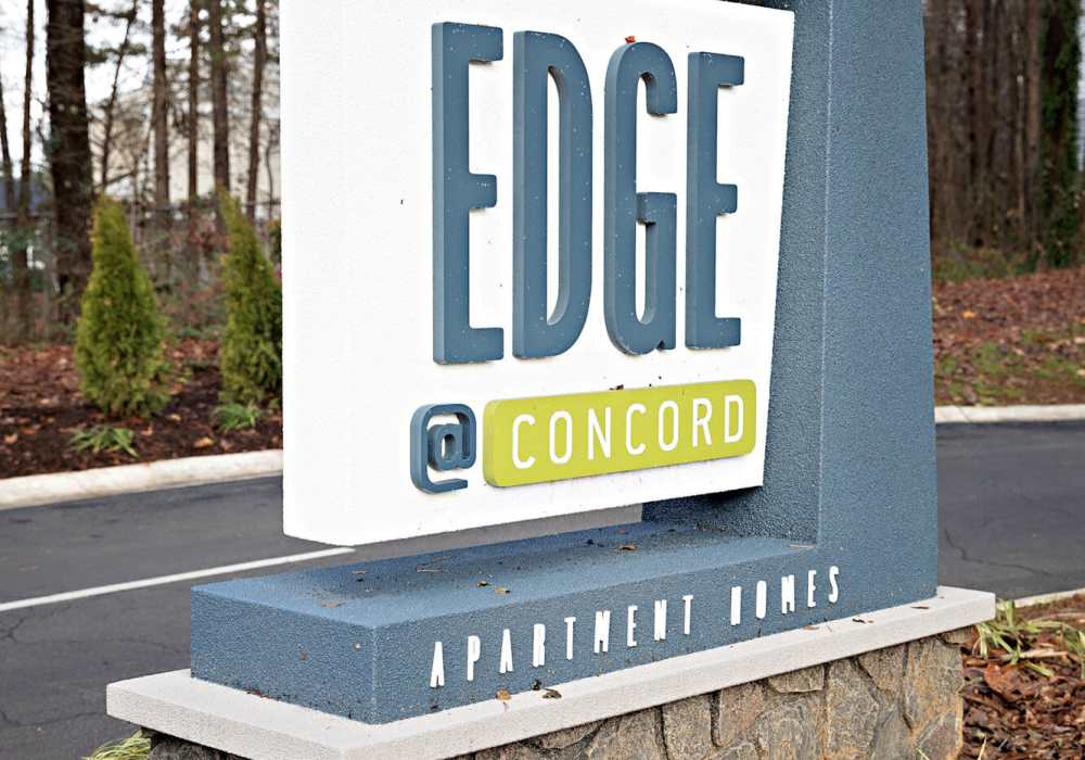 Front entrance sign at Edge at Concord in Concord, North Carolina, 