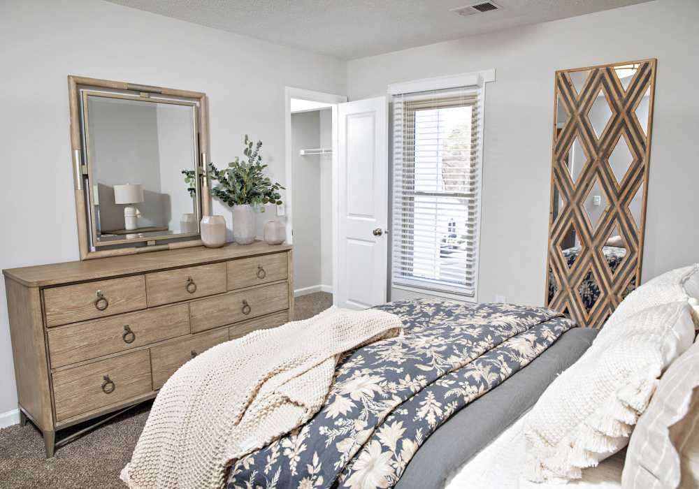 Bright bedroom with large windows at Edge at Concord in Concord, North Carolina, 