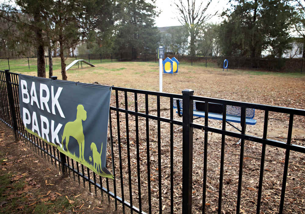 Dog park entrance at Edge at Concord in Concord, North Carolina, 