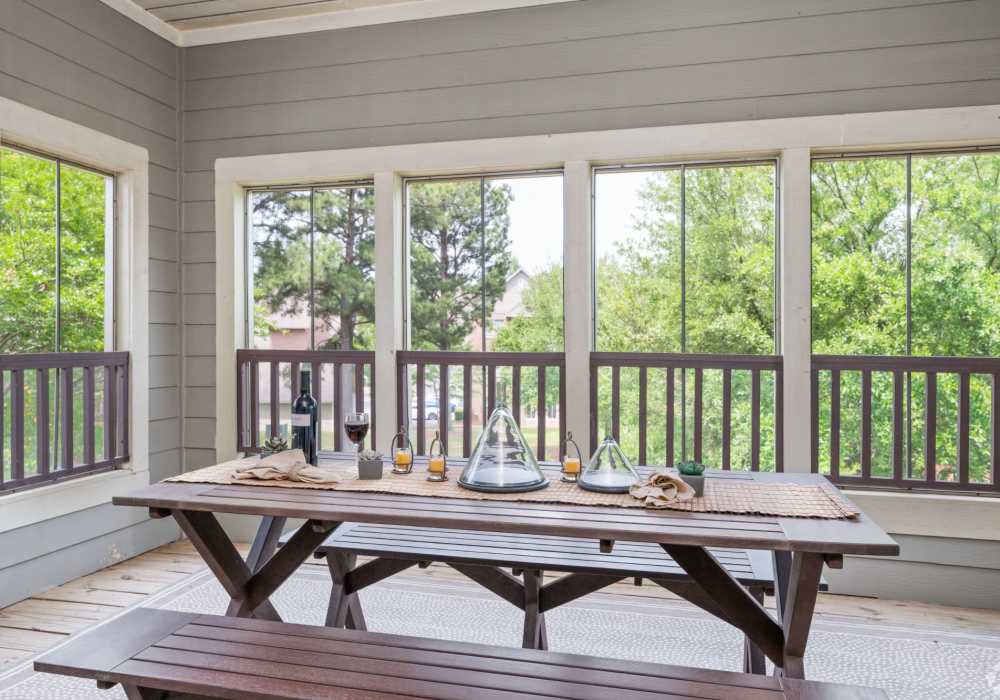 External patio to chill and have a conversation at The Park Apartment Homes in Prattville, Alabama