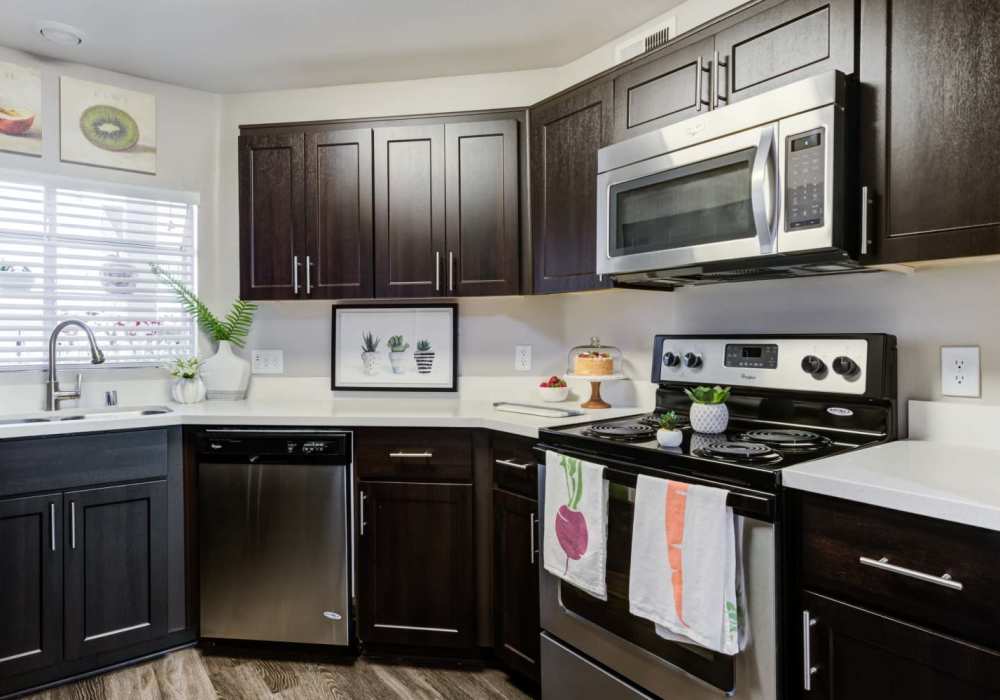 Upgraded kitchen at The Bluffs in Rancho Cucamonga, California
