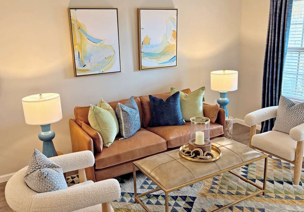 Living Room Couch with Side Lamps at Edenbrook Ridge in Pflugerville, Texas