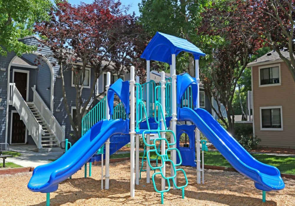 Playground with slides at Amber Court in Fremont, California