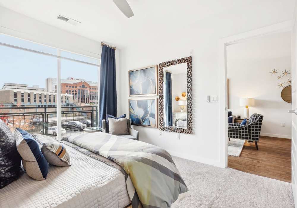 Modern large well lit bedroom at Carroll at Bellemeade in Greensboro, North Carolina