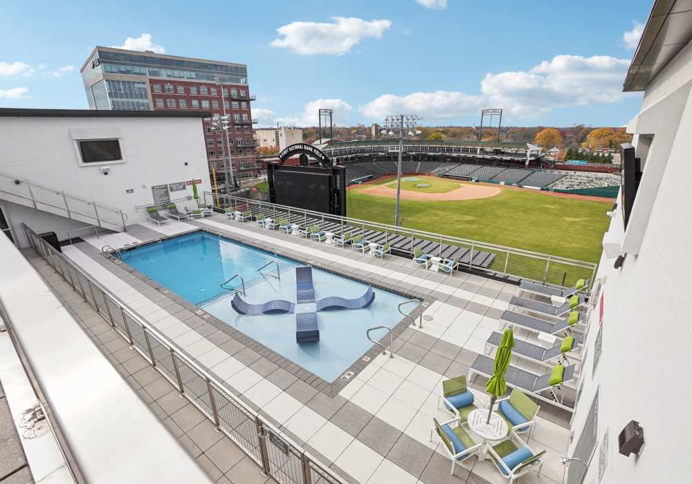 rooftop pool at Carroll at Bellemeade in Greensboro, North Carolina