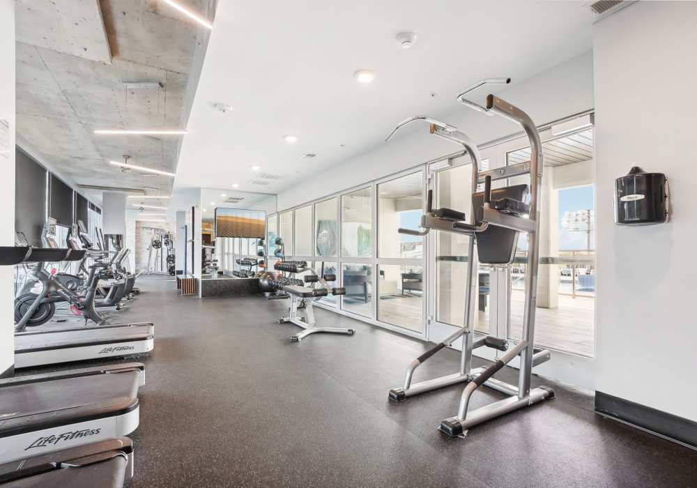 fitness center at Carroll at Bellemeade in Greensboro, North Carolina