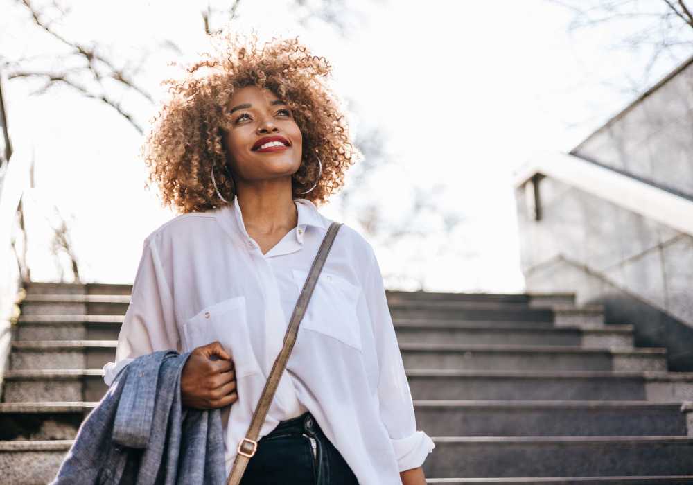 Resident walking downtown near Luxe @ Ocotillo in Chandler, Arizona, 