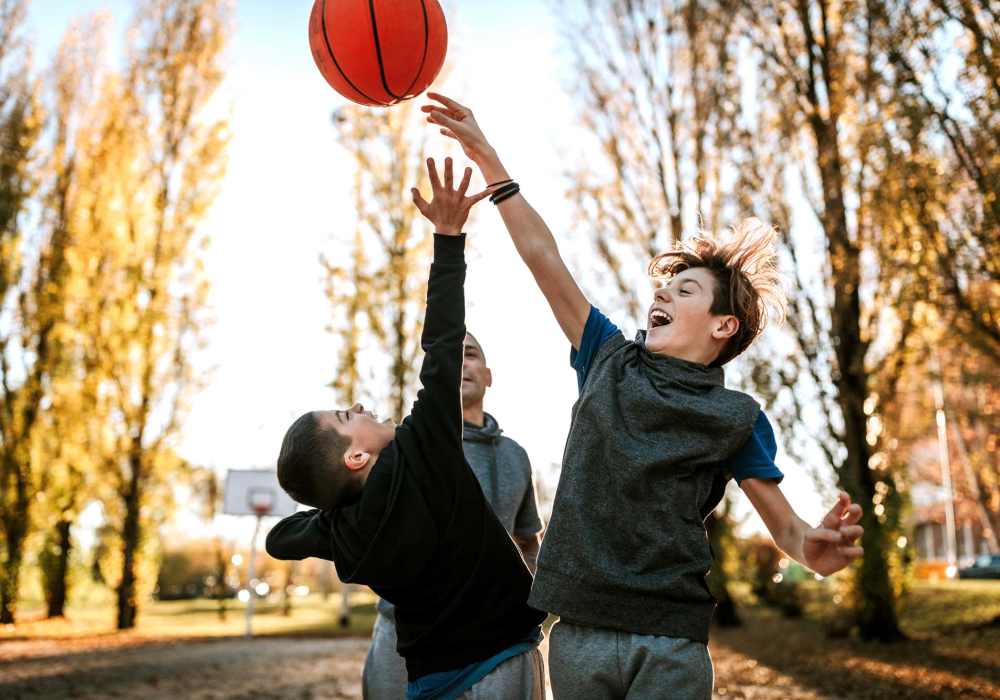 kids playing basketball at Parkridge Apartments in Durant, Oklahoma