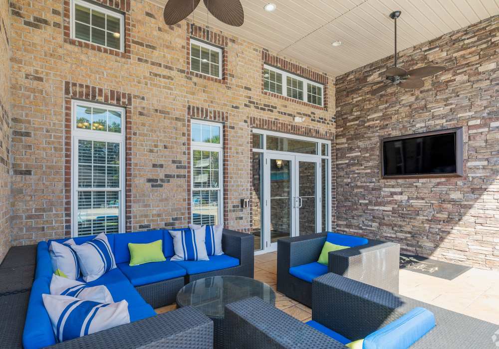 Outdoor living room at Kilnsea Village in Summerville, South Carolina
