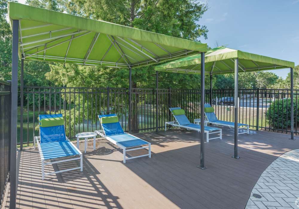 Sparkling resort-style pool and cabanas at Kilnsea Village in Summerville, South Carolina