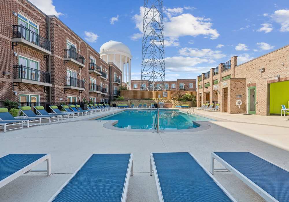 Sparkling resort style pool at CityView Apartments in Greensboro, North Carolina 