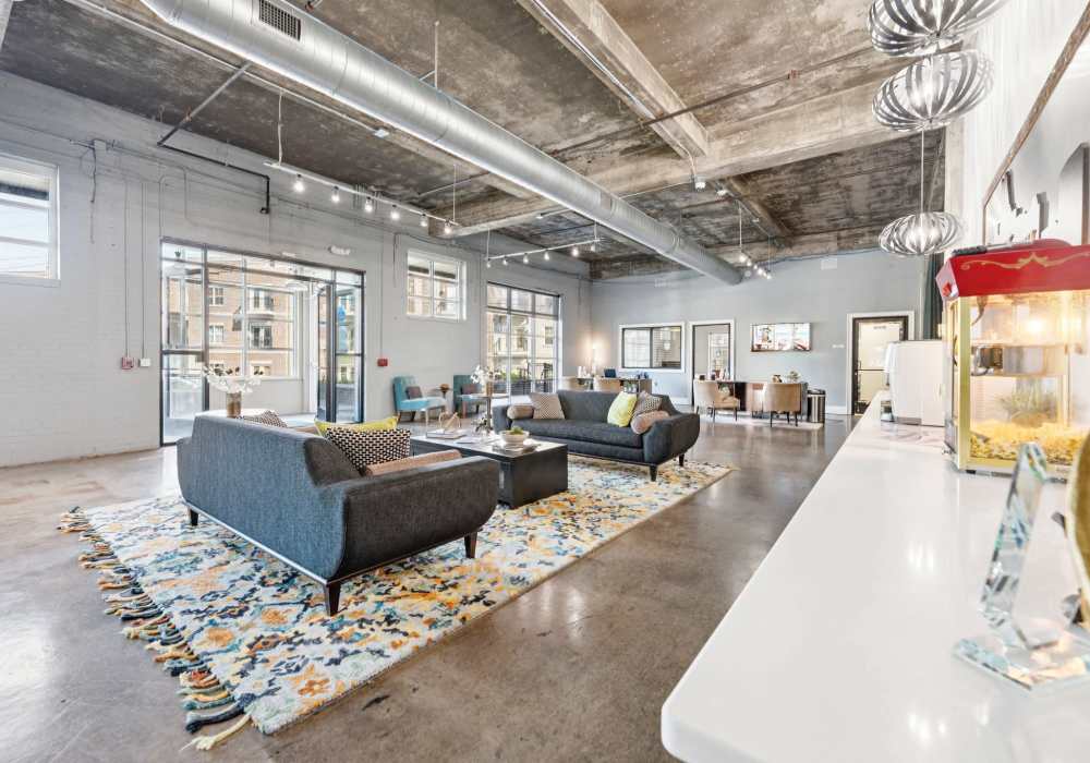 Community clubhouse and leasing office with popcorn at CityView Apartments in Greensboro, North Carolina 