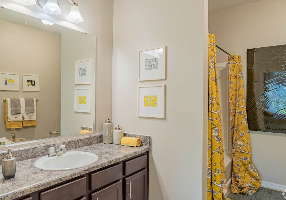 Modern bathroom vanity at Amberton at Stonewater in Cary, North Carolina
