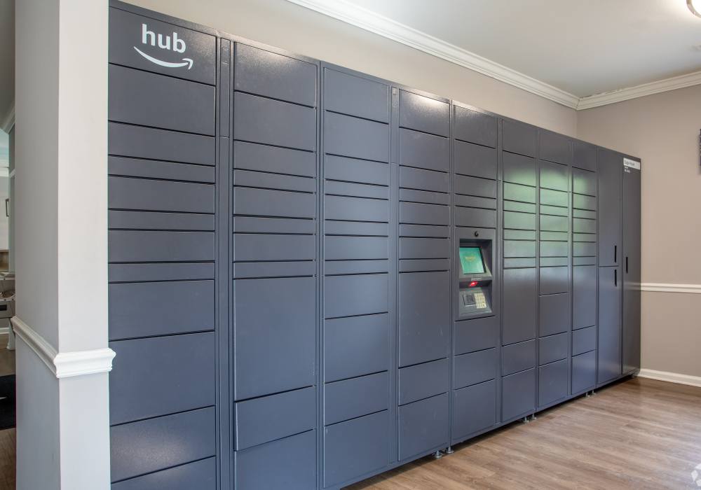 Amazon Hub Package Locker System at Eagle Point Village in Fayetteville, North Carolina